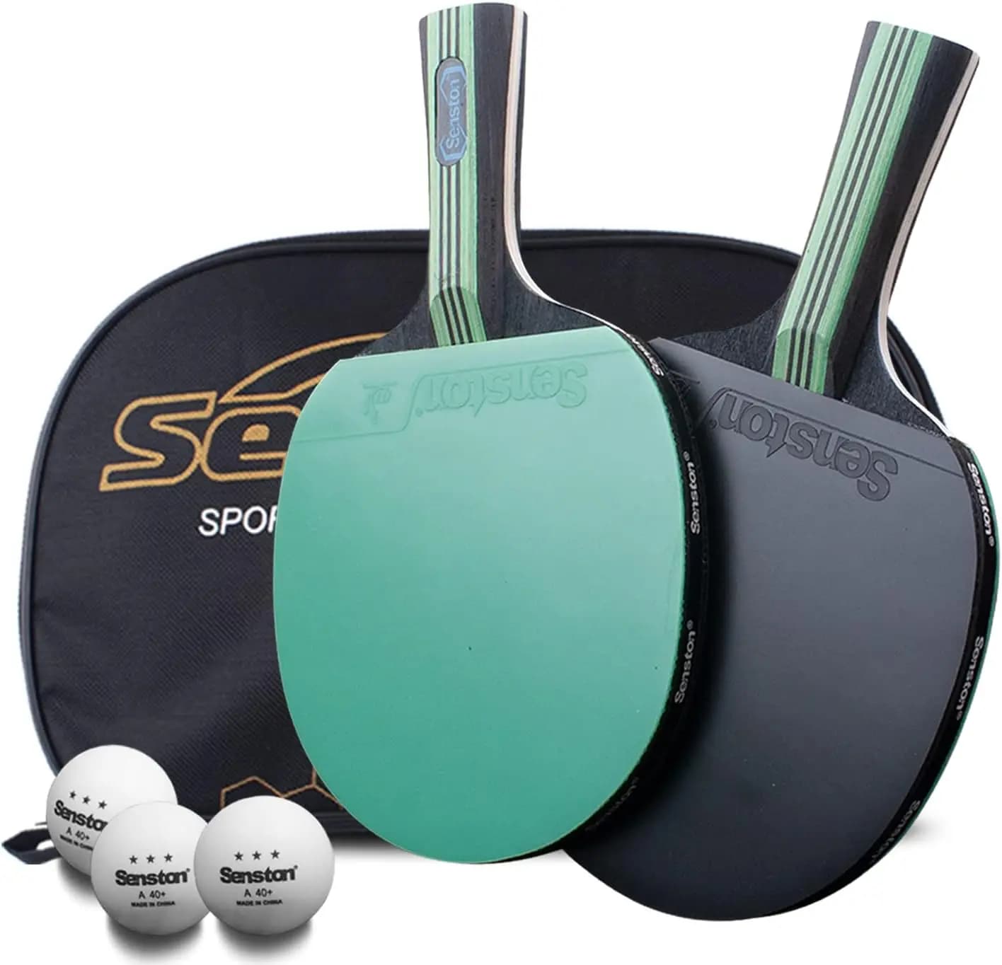 Set di racchette da ping pong – Racchette da tennis da tavolo in legno a 5 strati con 3 palline e custodia – Spugna da 2 mm ad alto controllo e impugnatura ergonomica per