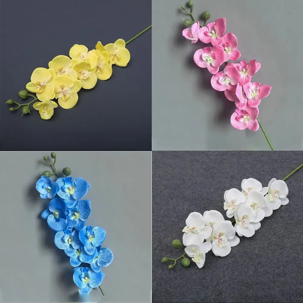 Wedding Decoration 9-Heads Silk Flower Artificial Flower Real Touch Plants Simulation Butterfly Orchid 3D Phalaenopsis