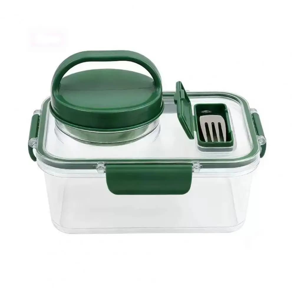 Contenitore per Insalata 1/2 Pezzi Serie Built-In con Coppa per Condimenti e Forchetta, Ermetico e Antigoccia, Portatile per Picnic