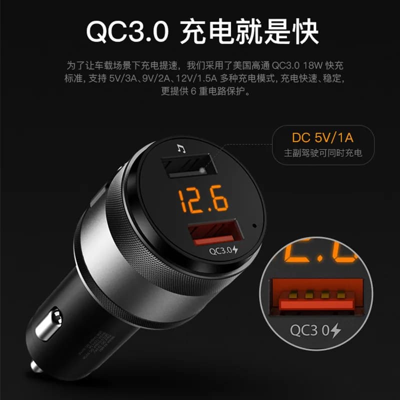 C57 Lettore Mp3 per auto Trasmettitore FM Bluetooth 5.0 QC3.0 Caricatore rapido Kit vivavoce wireless per auto Modulatore Chiavetta USB