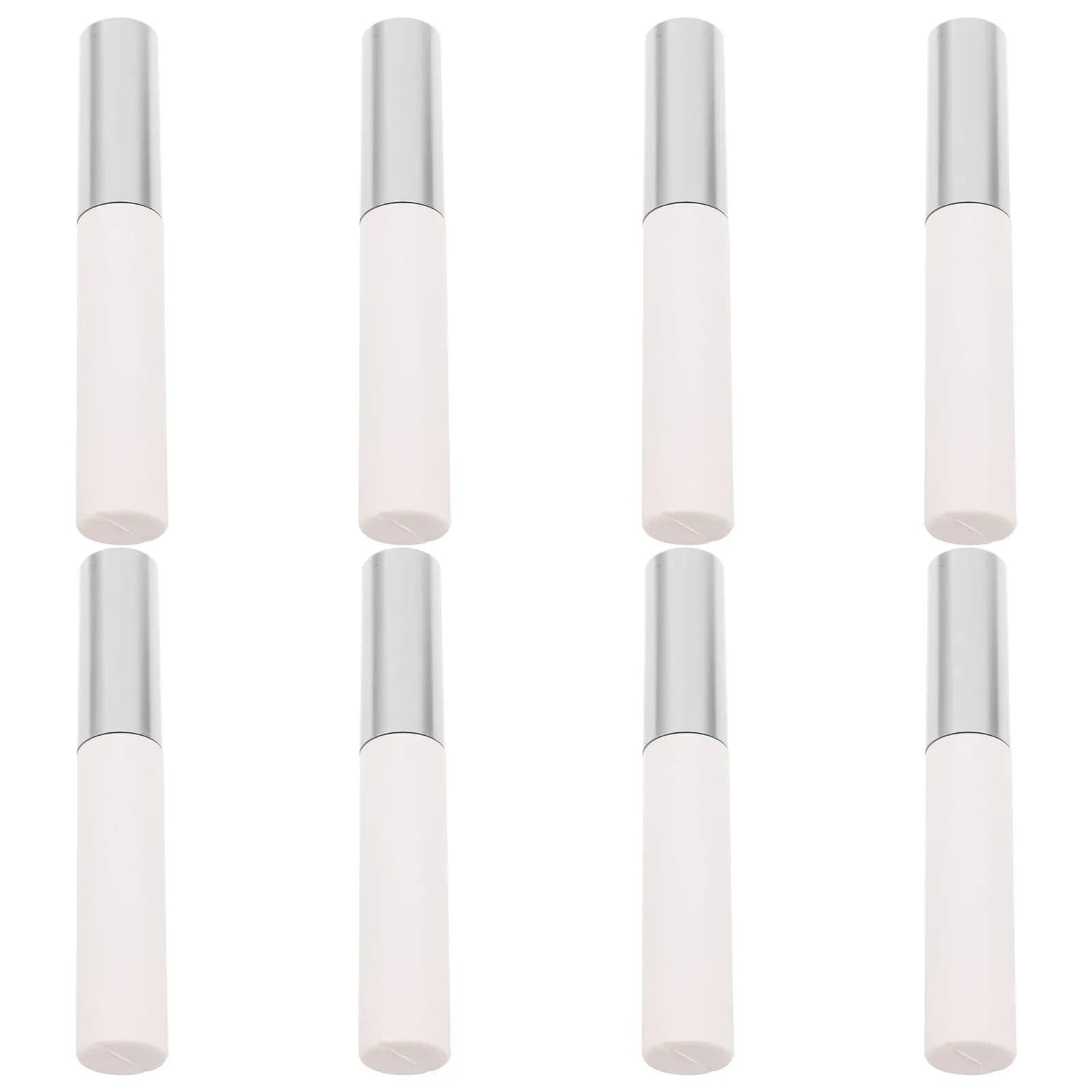 8Pcs Eyelash Empty Tube Matte Silver Mini Refillable Mascara Bottles 10Ml Leakproof Eyeliner Tube Lip Gloss Container Travel