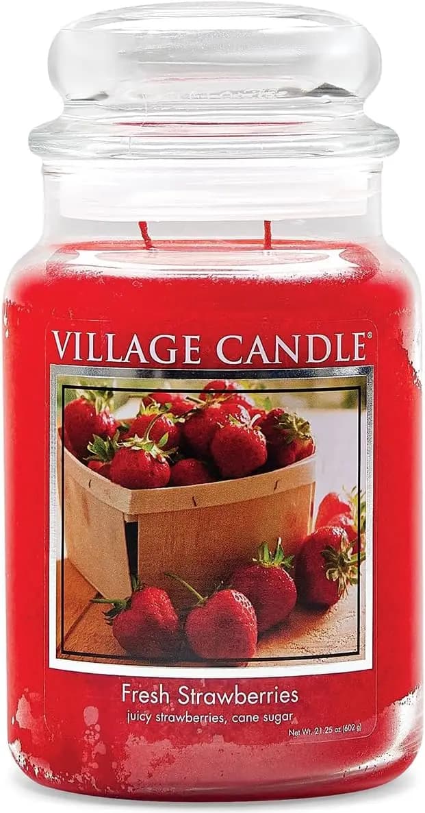 Fresh Strawberry Perfume Candle, 26 oz Large Glass Jar for Home Perfume