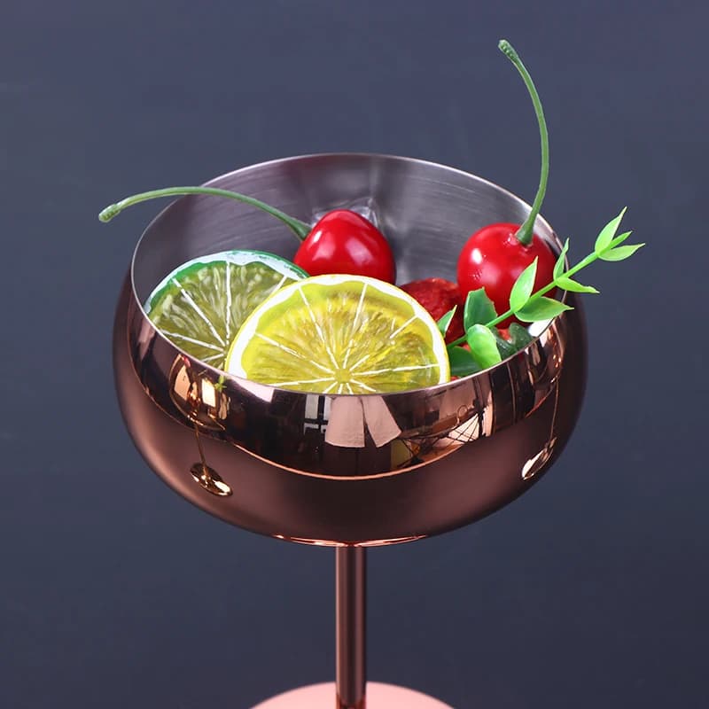 Calice da cocktail in acciaio inossidabile da 450 ml Bicchiere da vino rosso infrangibile Tazza da flauto Bar Tazza da Martini Bicchiere da champagne alto in metallo