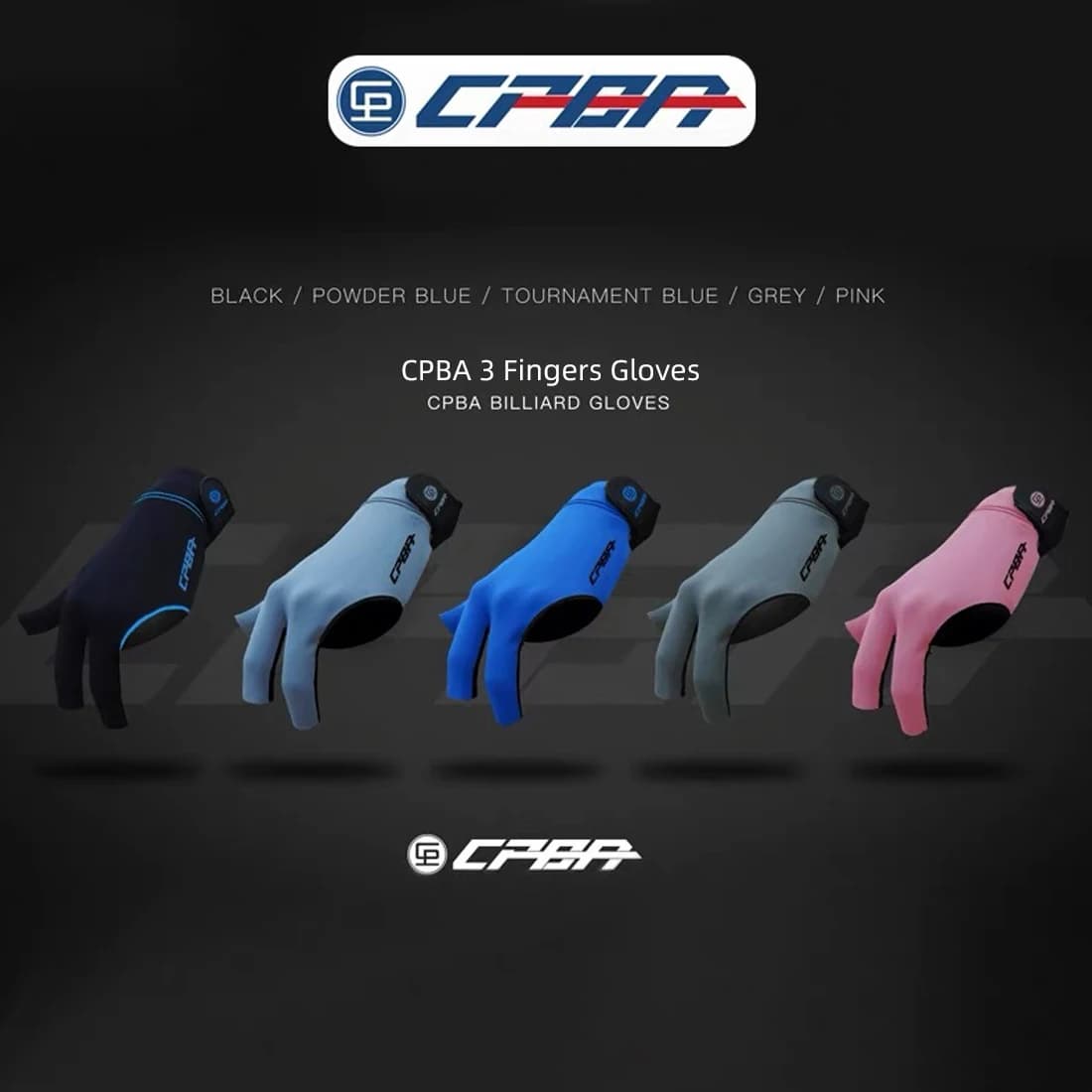 CPBA Billiards Glove 3 Finger Pool Glove for Left Hand, Durable Double Stitched Snooker Cue Sport Glove Popular Sizes Men Women