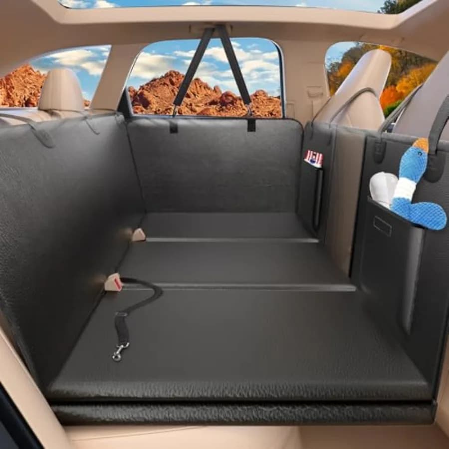 Estensore per Sedile Posteriore per Cani: Schiuma a Nido d'Ape con Fondo Rigido, Nero, Supporta 190 kg, Amaca Impermeabile per Auto per SUV, Camion