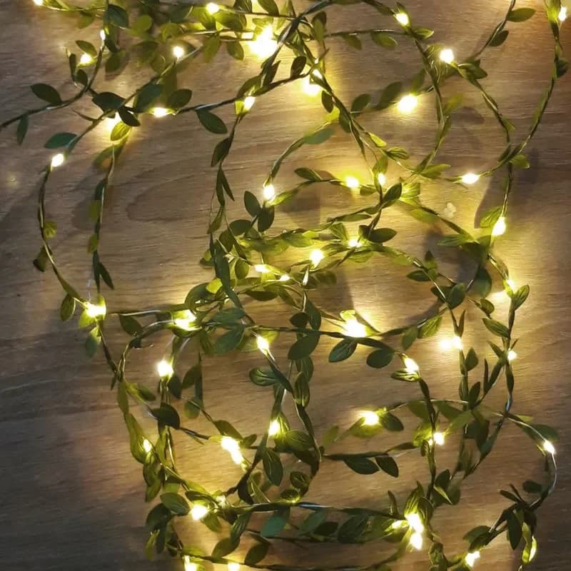 Luci da esterno a forma di piccola foglia LED in filo di rame, ghirlande di luci natalizie per la casa, capodanno, matrimonio, giardino, lampione