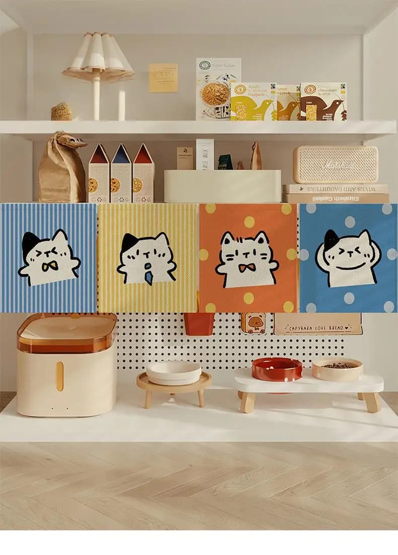 VIKAMA Cartoon Cute Pet Cat Decorative Curtain, Cat Bed Cat Litter Box Cat Toilet Partition Shielding Curtain, Deodoriz