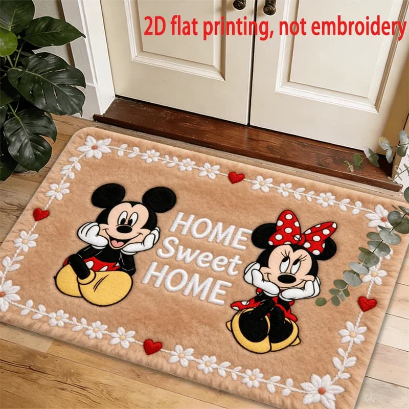 Tappetino di benvenuto per porta, 1 pezzo - Design Disney Mickey e Minnie, adatto per ingressi interni/esterni, balconi, decorazioni per la casa -
