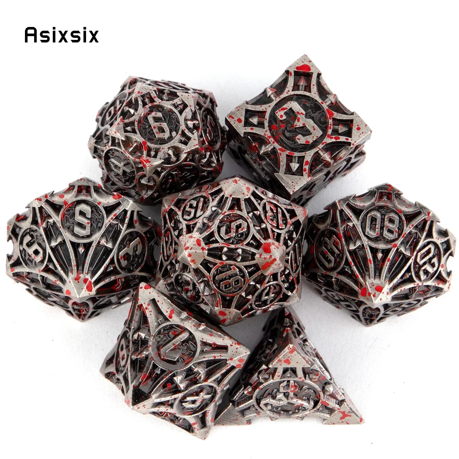 Set di 7 Dadi in Metallo Rosso Rame, Dadi Poliedrici in Metallo Solido Adatti per Giochi di Ruolo RPG e Giochi da Tavolo, Regalo