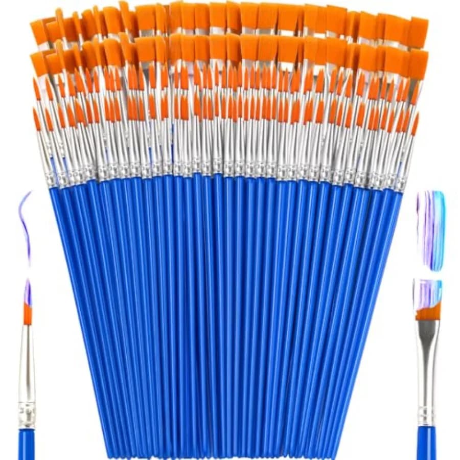 Small Paint Brushes Bulk, 160 Pcs Flat Tip Round Acrylic Paint Brushes for Classroom Acrylic Watercolor Canvas Face Painting To