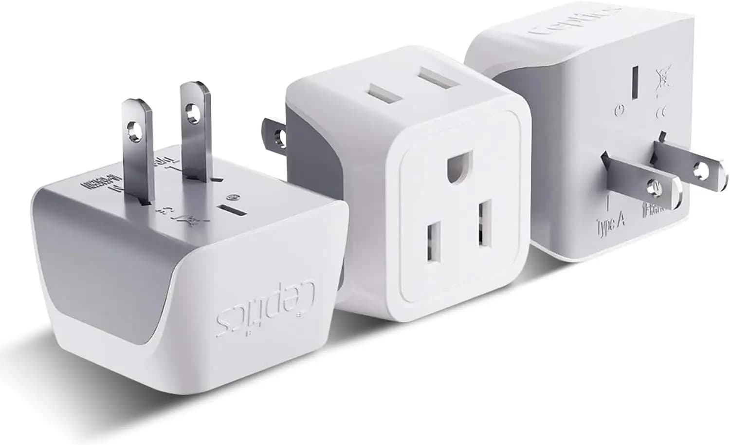 Japan Philippines Travel Adapter Plug - USA 3 Pin Polarized to 2 Prong Unpolarized - Type A (3 Pack) - Dual Inputs - Ultra Compact - Perfect for Cell Phones, Tablet, Camera Chargers