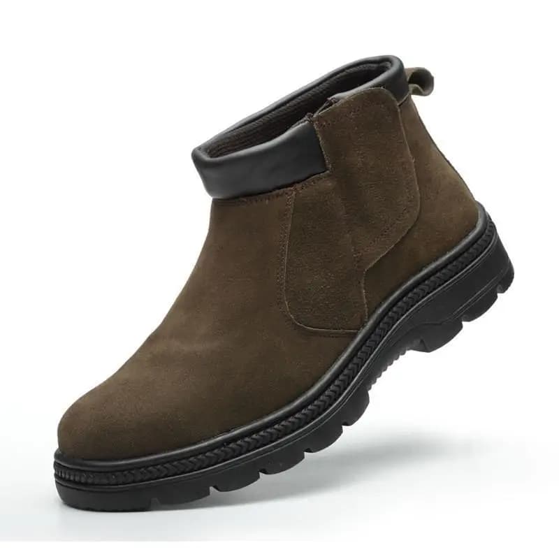 Stivali di Sicurezza Casual da Uomo in Pelle Scamosciata, Scarpe da Lavoro con Punta in Acciaio, Stivali di Sicurezza con Plateau, Stivaletti Chelsea
