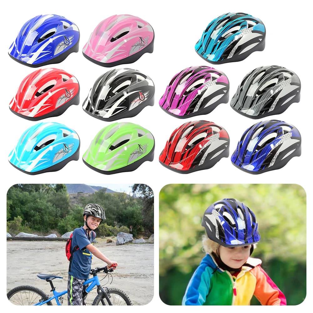 Kids Color Bicycle Helmet Scooter Skateboard Roller Skate Safety Helmet Cycling Horse Riding Equipment Adjustable Bike 50-54cm