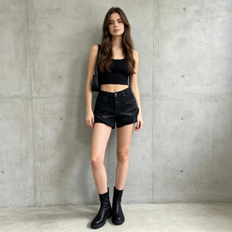 Jeans da Donna in Denim con Risvolto, Vita Bassa, Gamba Dritta, Effetto Distressed, Stile Vintage, Linea A, Casual, per la Spiaggia, Estate 2026