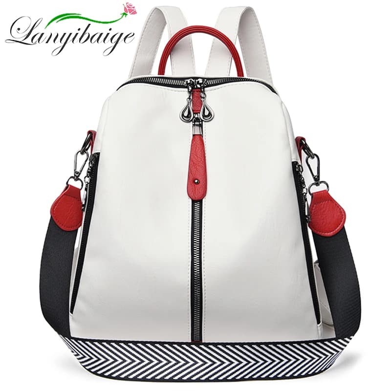 Zaino moda donna zaino in morbida pelle donna bianco zaino da viaggio di alta qualità zaini da scuola per ragazze Sac A Dos Hot