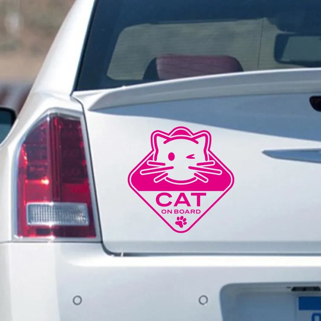 Cat on Board Die-Cut Vinyl Decal Car Sticker Waterproof Auto Decors on Car Body Bumper Rear Window #626