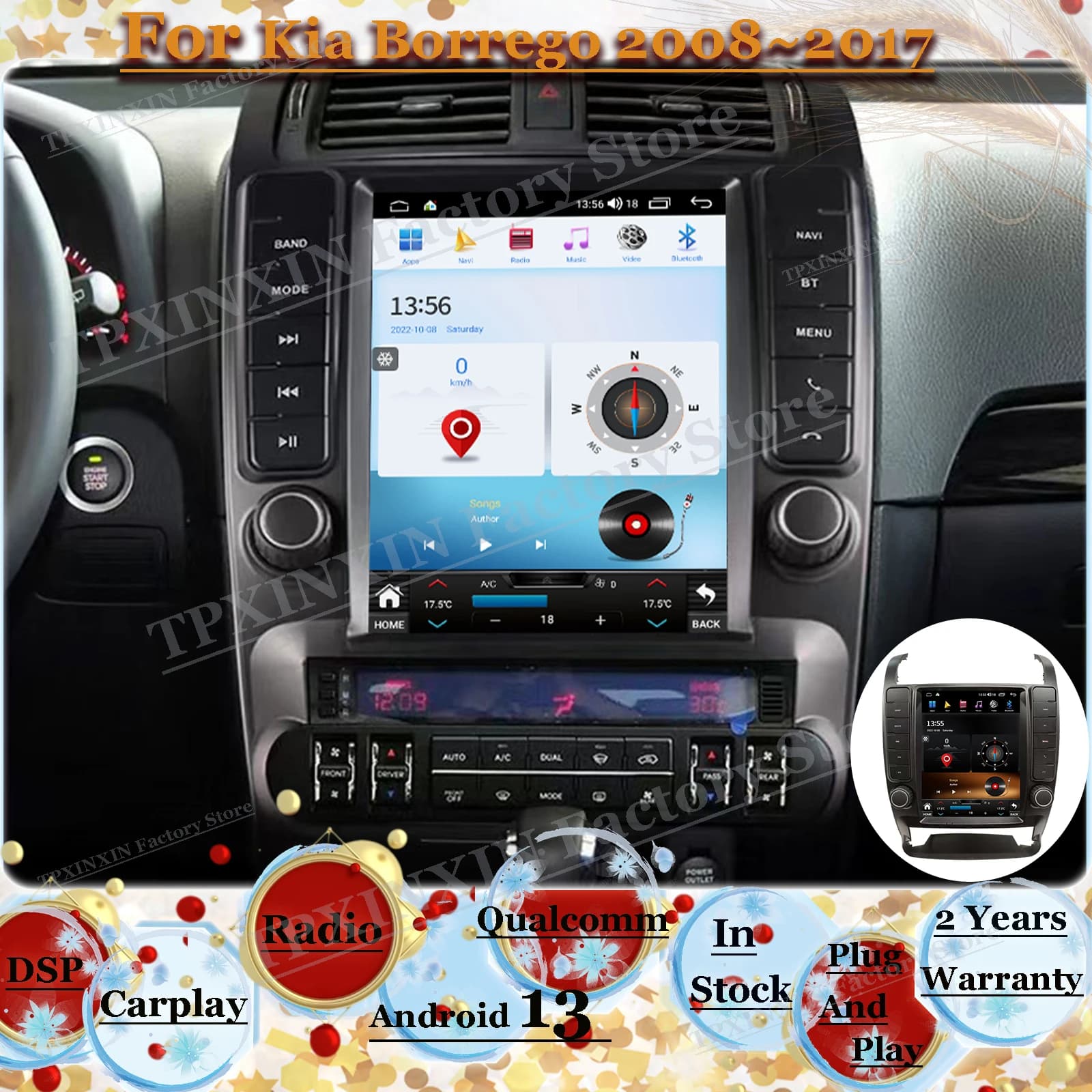 Vertical Touch Screen Multimedia For Kia Borrego 2008~2017 Car GPS Navigation Autoradio Carplay Radio Coche With Android Auto