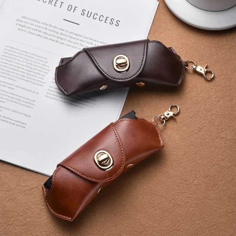 1PC New Leather Soft Sunglasses Case Hanging Neck Portable Glasses Clip Eyeglasses Accessories Solid