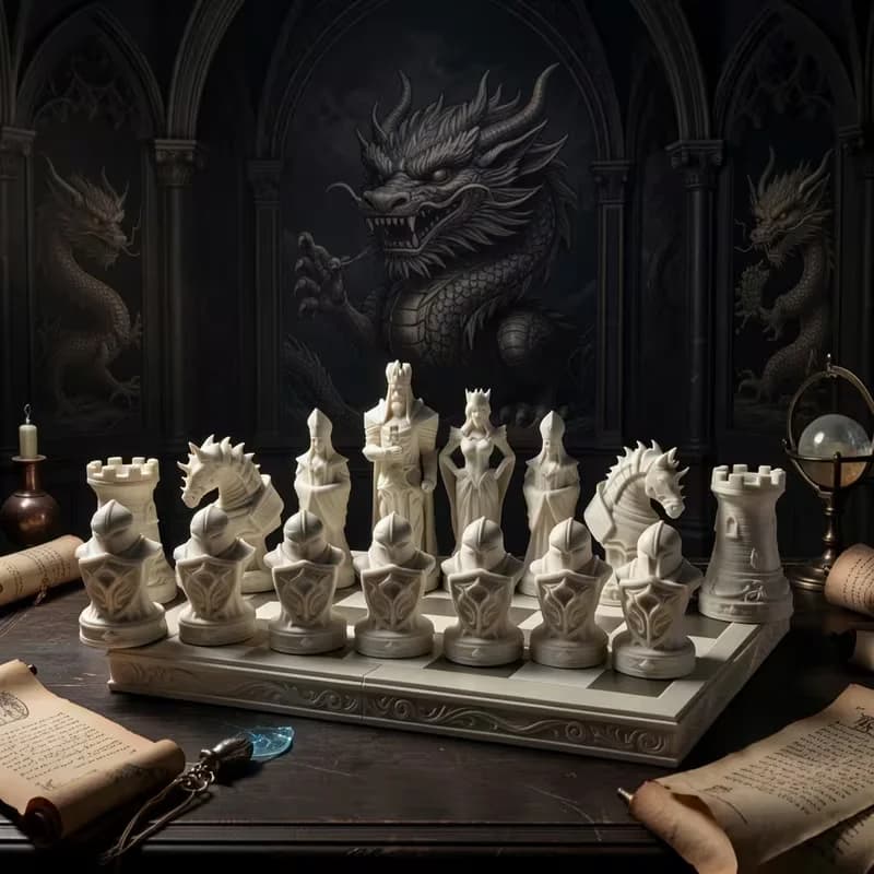 16/32 Pcs Options Gothic Dark Chess Set Obsidian Epoch A Civilization Duel in The Gothic Century Desktop Decorative Ornaments