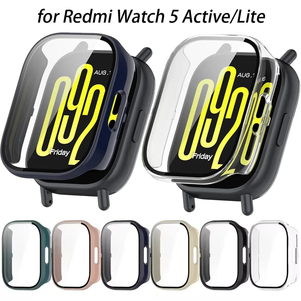 PC Case+Tempered Glass for Redmi Watch 5 Active/Lite Full Cover Screen Protector Smartwatch for Redmi Watch 5 Active/Lite Case