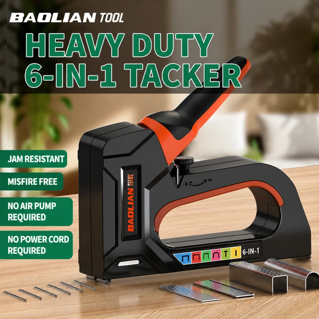 Heavy Duty Manual Staple Gun Hand Stapler Woodworking Upholstery Tool for Home DIY Repair Furniture Fixing