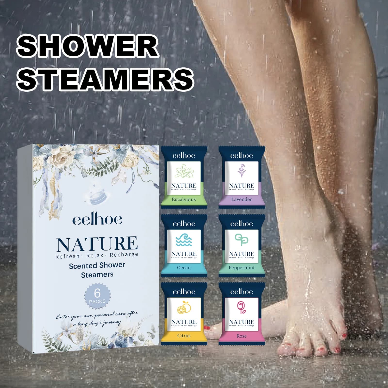 EELHOE Aromatherapy Shower Vapours Compressed Cleaning Deep Shower Vapore Relaxing Gift Kit for Women Cars Care Bathroom Supplies