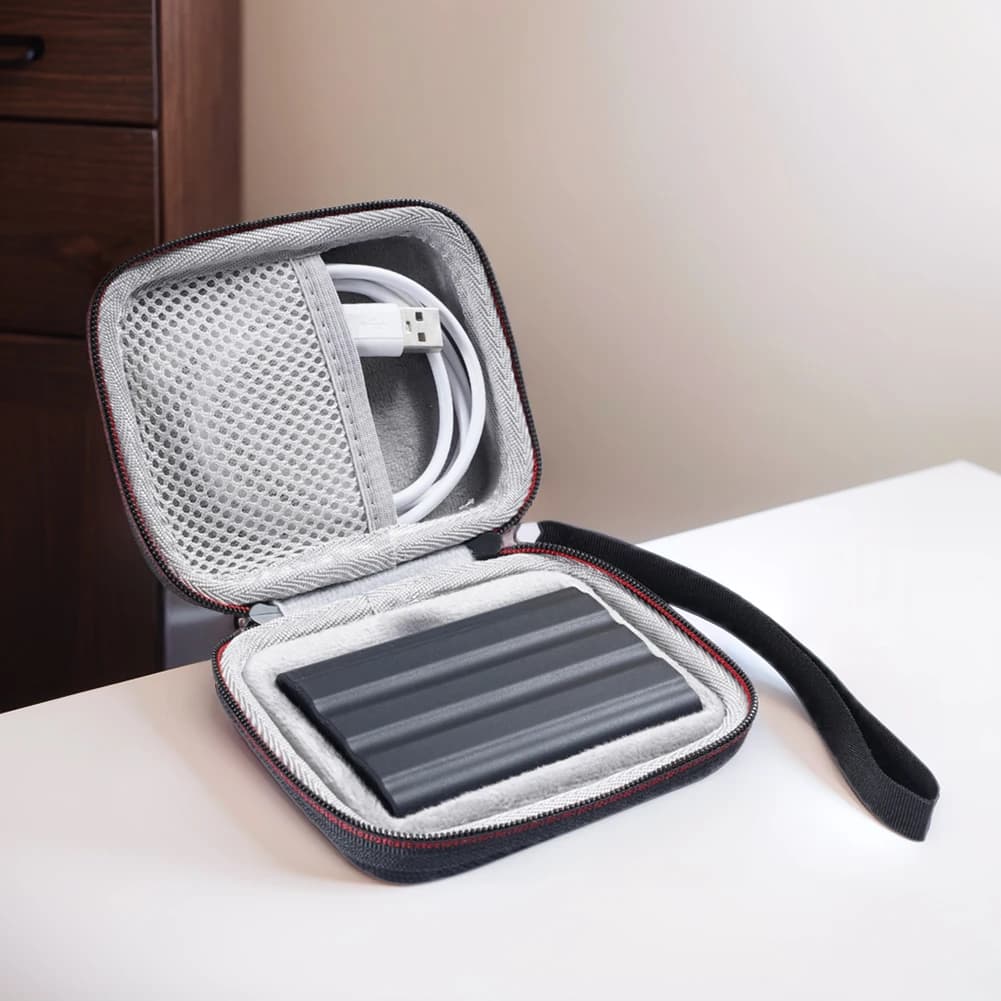 Custodia rigida da trasporto con borsa a rete e tracolla Borsa da viaggio in EVA Borsa per disco rigido esterno per SSD portatile Samsung T7 Shield/T9