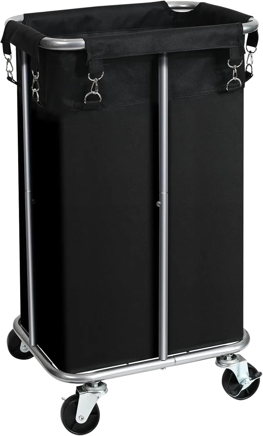 Wooden hanger with wheels, Capacity 100L, Removable bag, Metal frame Robusto - Black and Silver