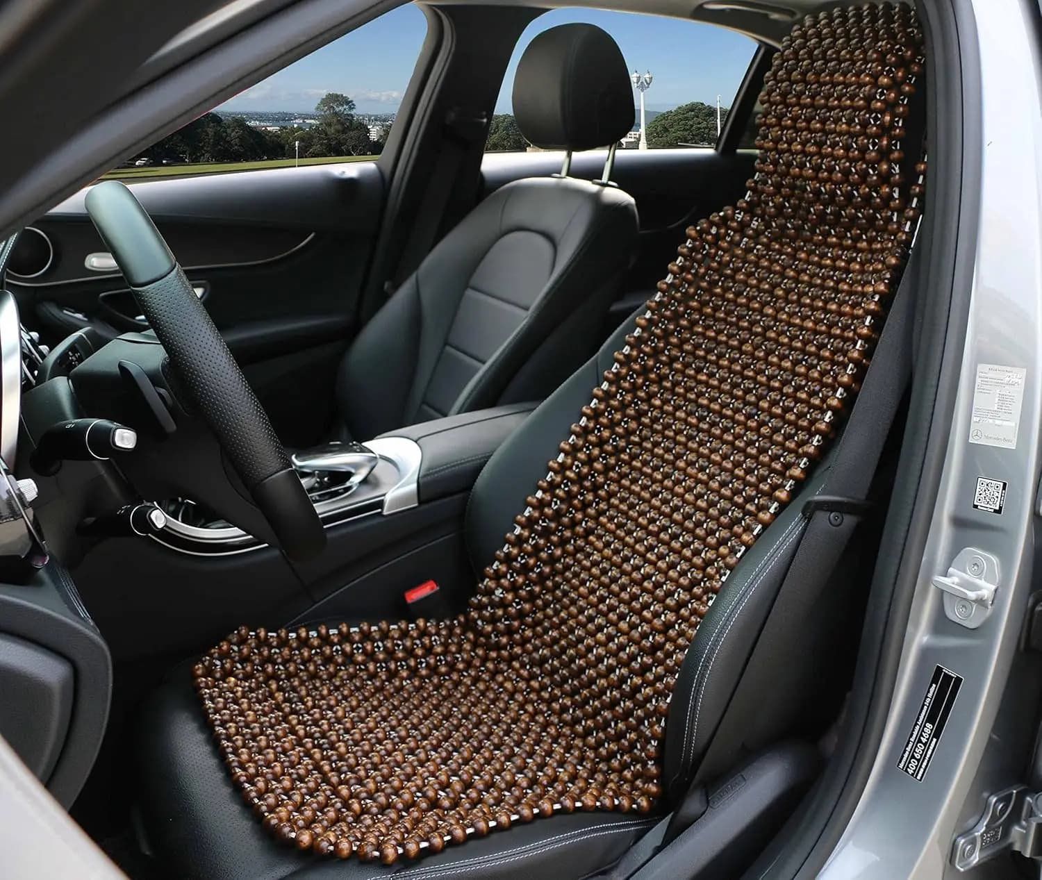 Car Covers in Natural Wood Beads for Cooling and Massage, Reduces Sweat and Pain During Long Travels
