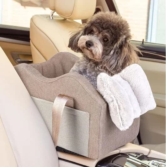 Lettino per cani per auto, porta animali domestici, sedile di sicurezza, console, bracciolo per nido per animali domestici, per viaggi