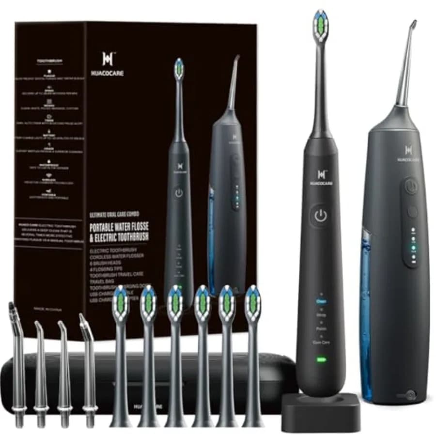 2-in-1 oral hygiene kit - Combined hydropluder and electric toothbrush - Brushing and flossing - For teeth cleaning and gum health