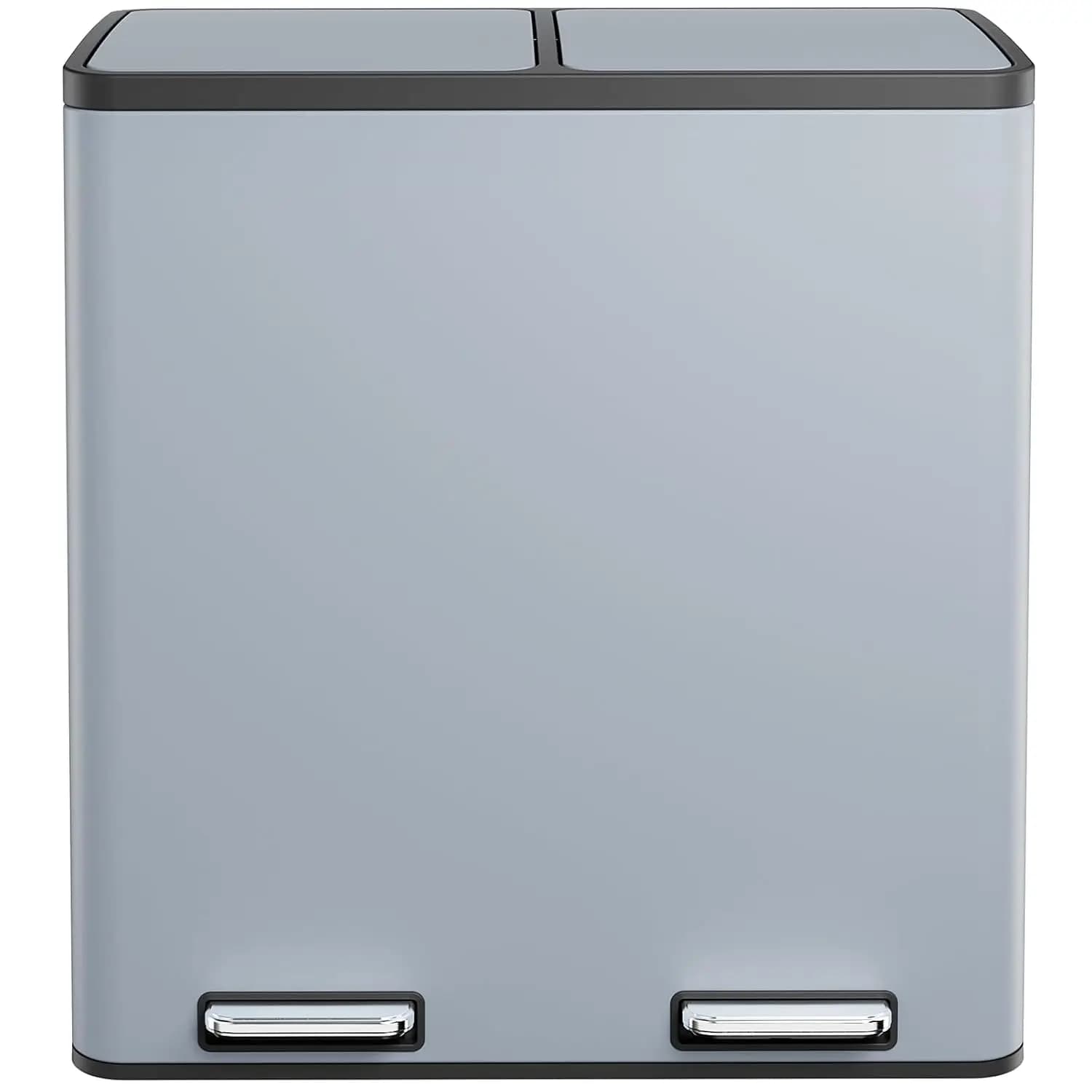 60L(16 Gal) Dual Trash Can, Stainless Steel Kitchen Garbage Can, Double Compartment Classified Rubbish Bin, Recycle Dustbin