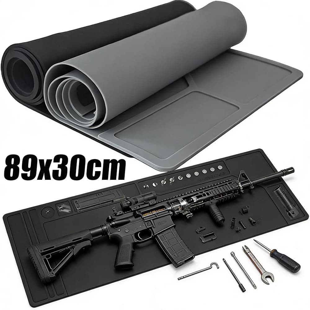 Cleaning Mat 89x30cm, Fucili Cleaning Mat, Pistole Maintenance Tray with Organizer and Magnetic Points, Repair Mat