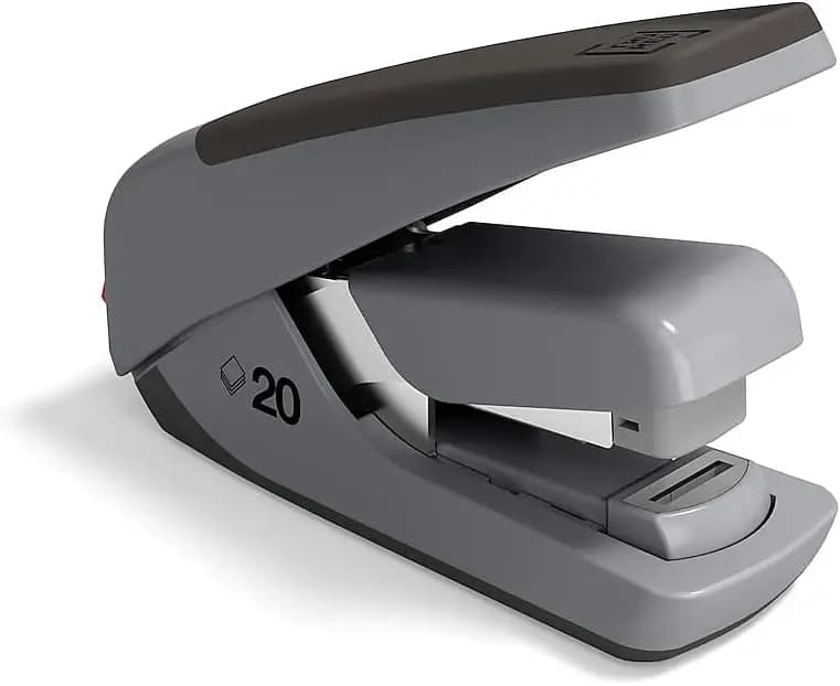 Cucitrice da Scrivania One-Touch, Capacità 20 Fogli, Nera/Grigia a Pressione Rapida per Uso Ufficio