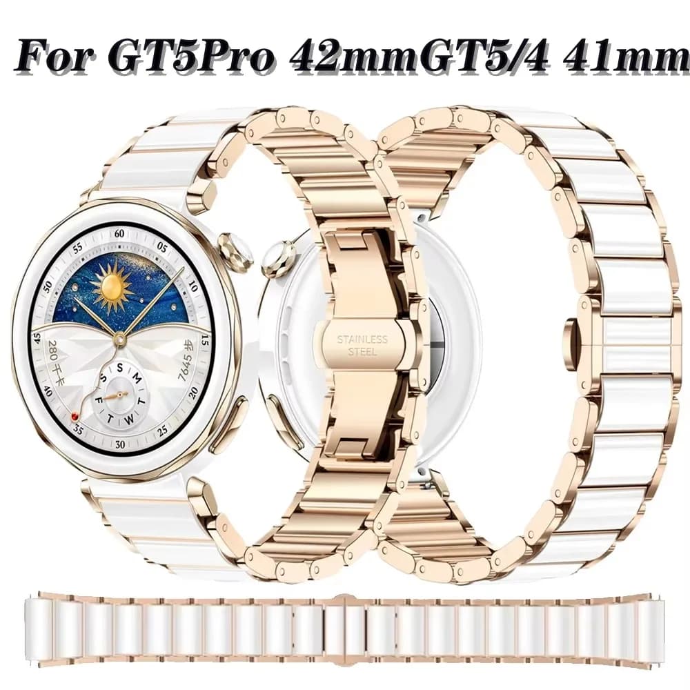 18 mm ceramic + metal strap for Huawei Watch GT5 Pro 42 mm Comfortable breathable strap for Huawei Watch GT5 GT4 41 mm replaceable