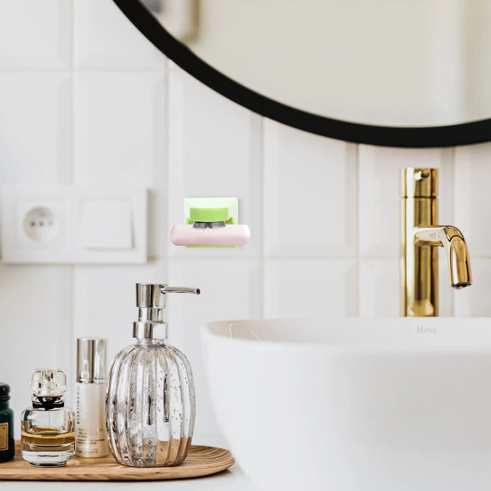 Portasapone Magnetico da Parete Senza Foratura in ABS, Supporto Adesivo per Bagno, Cucina, Piastrelle, Vetro, Metallo, Legno