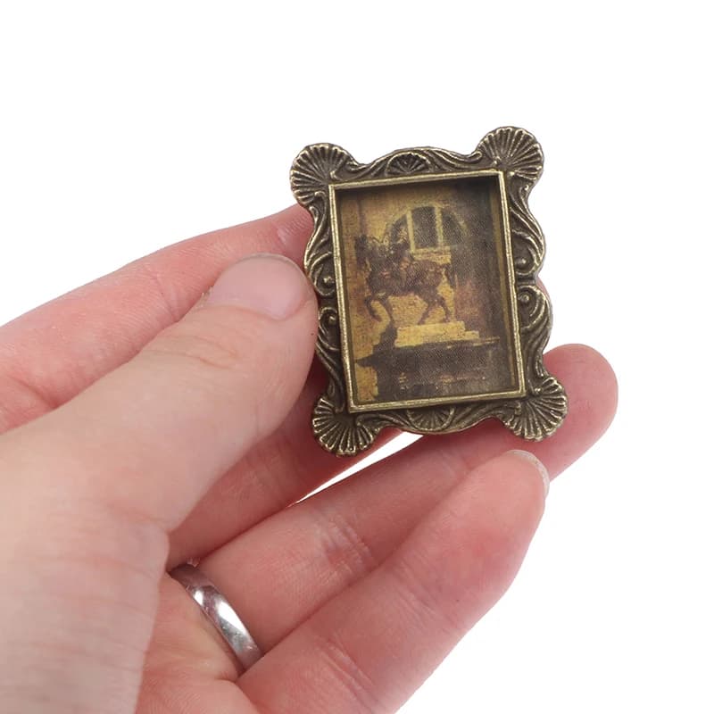 1 Pezzo Cornice per Foto in Miniatura 1:12 per Casa delle Bambole, Stile Europeo Vintage, Accessorio Carino per Casa delle Bambole