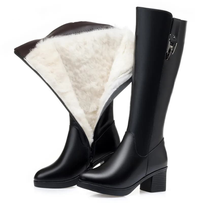 AIYUQI Winter Women's Long Boots Hot High Boots in True Natural Wool Skin Riding Boots Women's Large Fashion