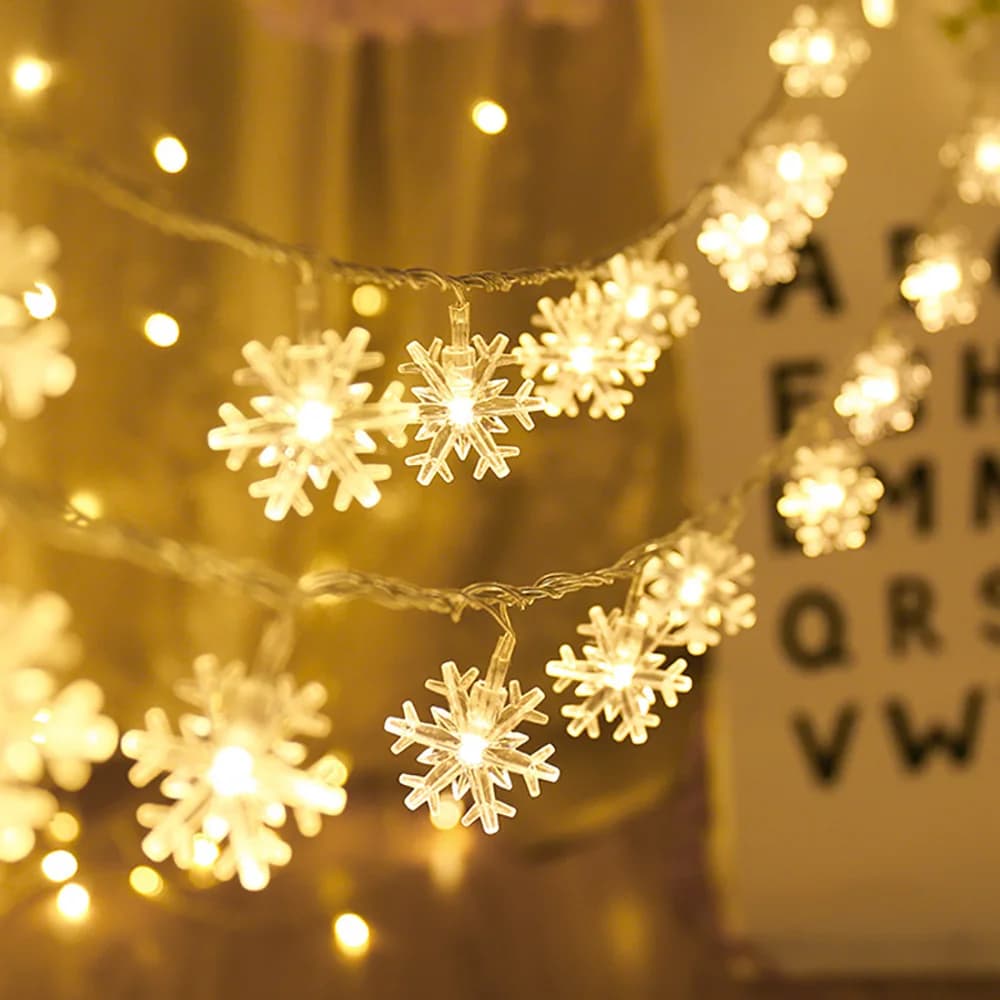 Runtowo 1.5M/3M/6M Fiocchi di neve di Natale Luce della stringa, 2025 Buon Natale Decor per la casa, Ornamenti per l'albero di Natale, 2026 Capodanno