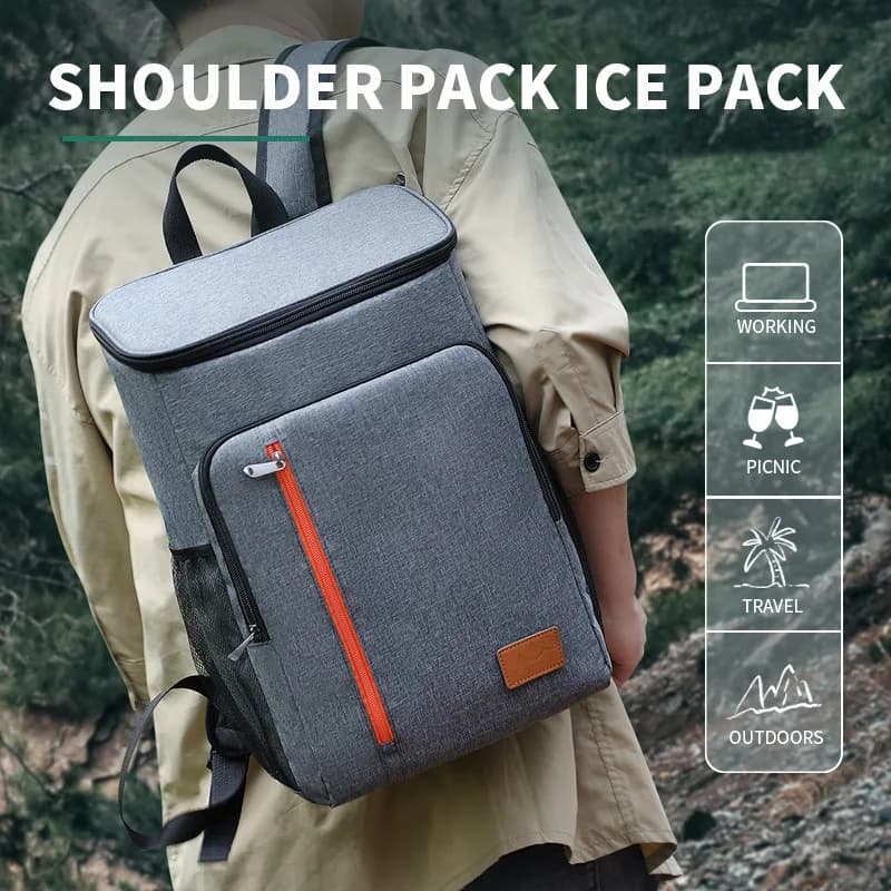 Borsa Termica Grande Capacità in Alluminio per Campeggio in Montagna, Zaino Frigo per Picnic all'Aperto