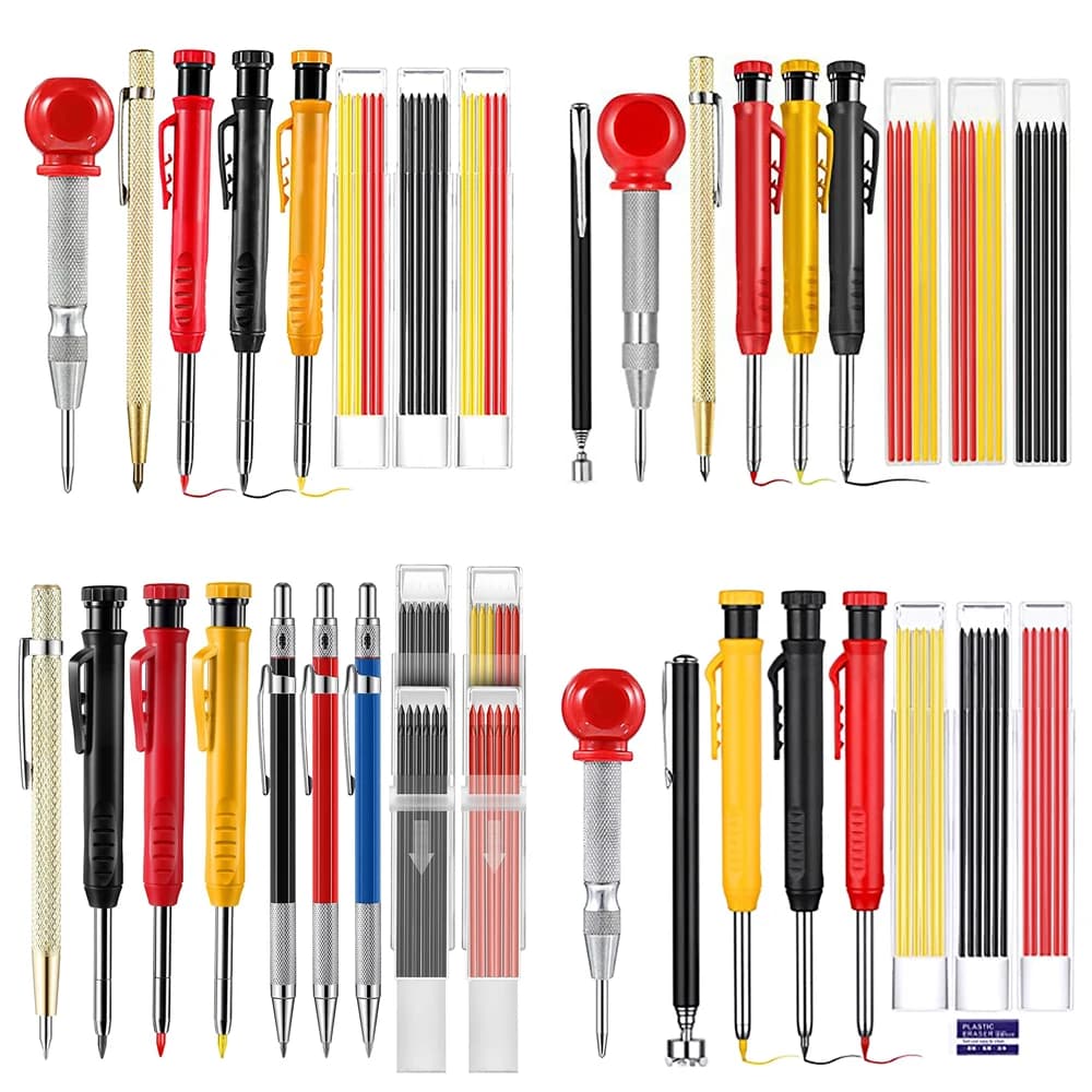 Set A/B/C/D Matite da carpentiere Matite per marcatura meccanica con foro profondo Strumenti per la lavorazione del legno resistenti all'usura per falegname architetto