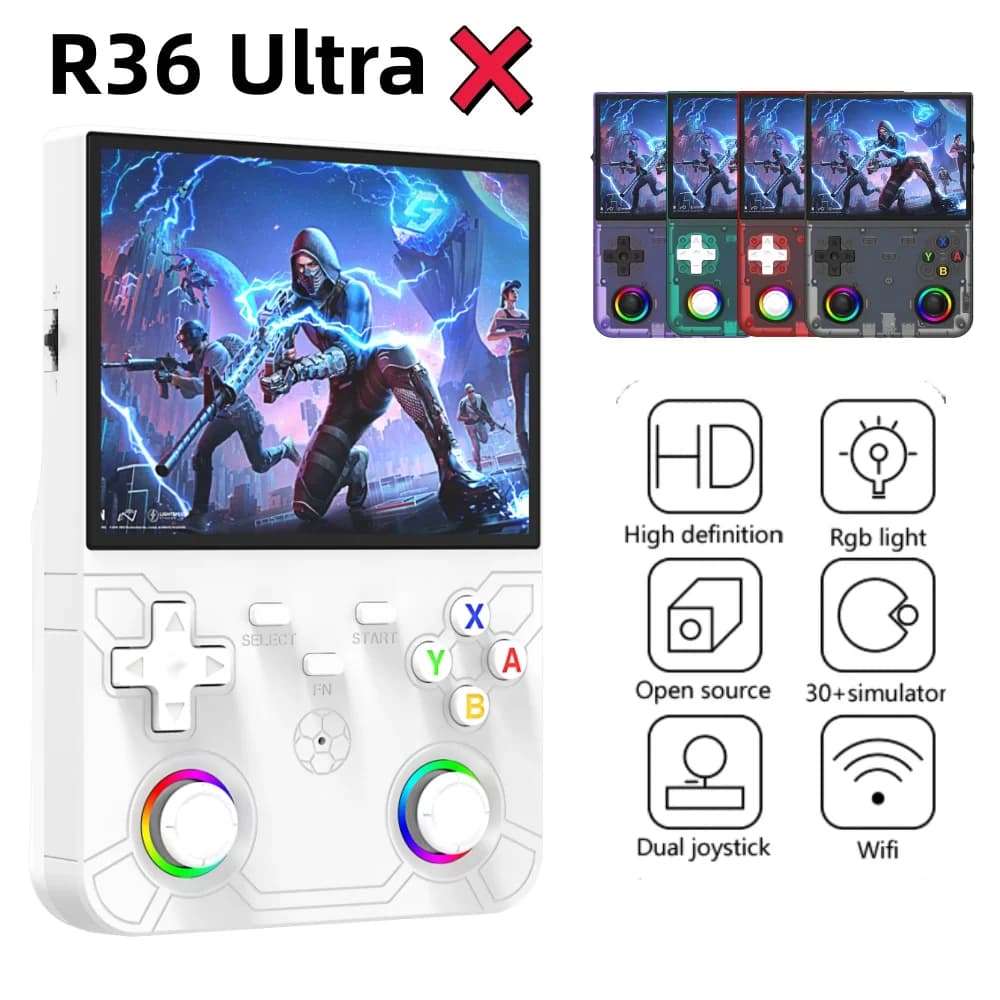 New R36 Ultra X Handheld Retro Video Game Console IPS Screen 128GB Preloaded Games Portable Pocket Player with Linux System