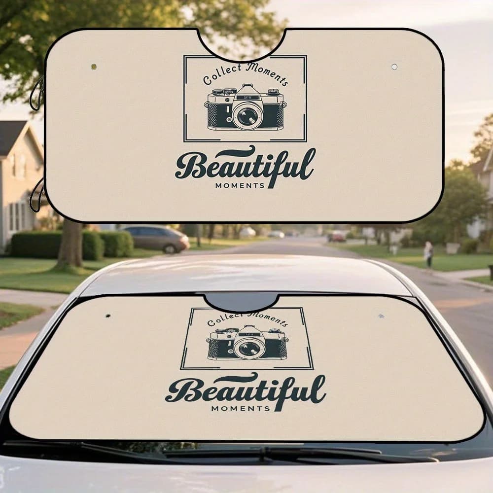 1pc Camera Sketch Beautiful Moments Canvas Print - Foldable Windshield Sunshade With Suction Cup Design For Stability, Durable P