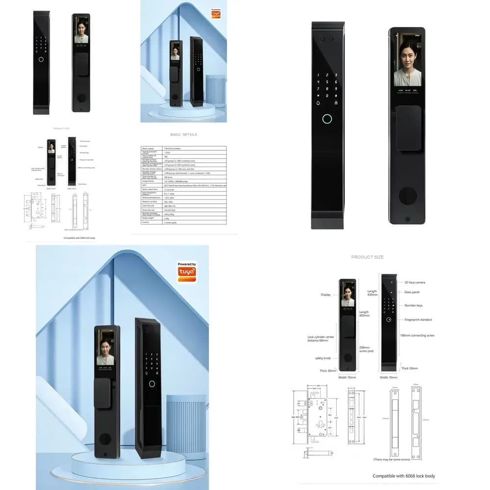 Serratura Intelligente Multifunzione 2025 Golden Security con Riconoscimento Facciale 3D per Porte in Legno
