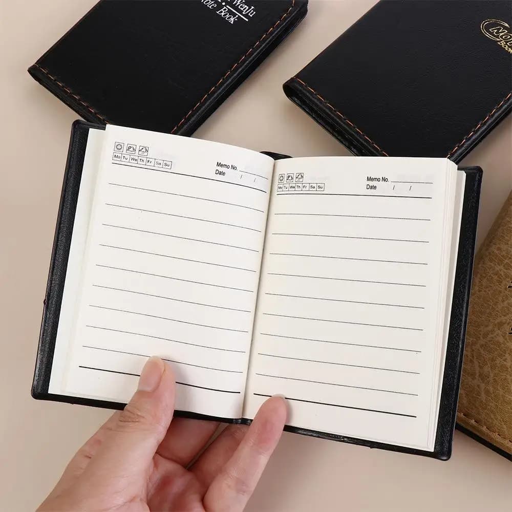 Mini notebook portatile per affari, copertina in PU, blocchi per appunti, blocco note tascabile, agenda, diario, quaderno in pelle, materiale scolastico