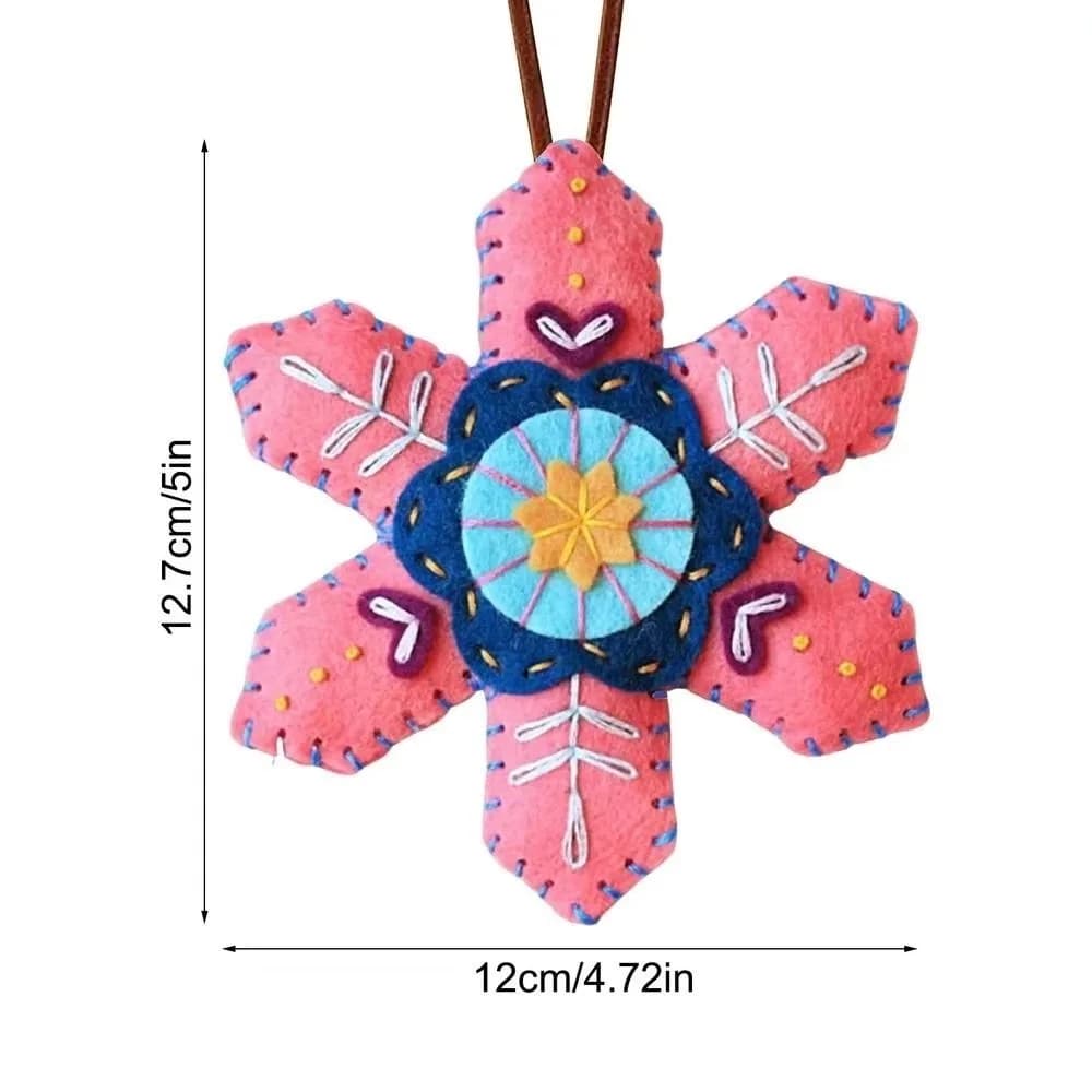 Vibrant Christmas Felt Ornament Kit Material Package DIY Crafts Christmas Snowflake Felt Ornament Kit Handmade Sewing Kit