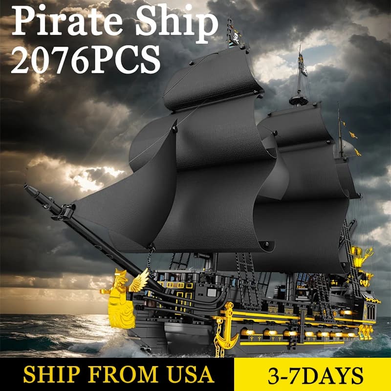 2076PCS Pirate Ship Building Blocks Model Sailing Boat Ornament Collection FAI Assembly From You Educational Bricks Gift Toys For Children Age