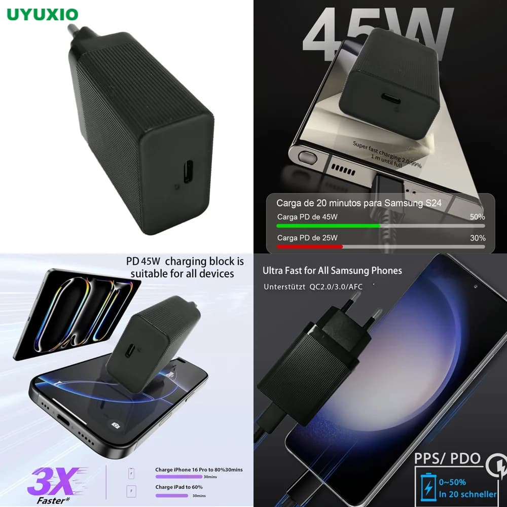 UYUXIO Nuovi Prodotti Adattatore da Muro Turbo Caricabatterie Rapido per Telefono Cellulare Tipo C PD 4.0 Ricarica Veloce per iPhone Macbook Samsung