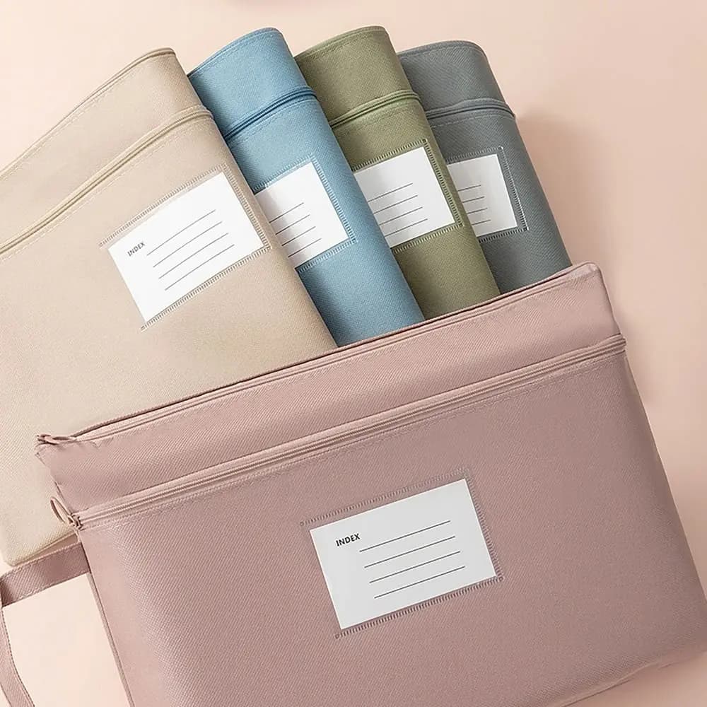 Organizzatore di File impermeabile portatile doppio strato portadocumenti di grande capacità borsa per documenti in tessuto Oxford per forniture per ufficio