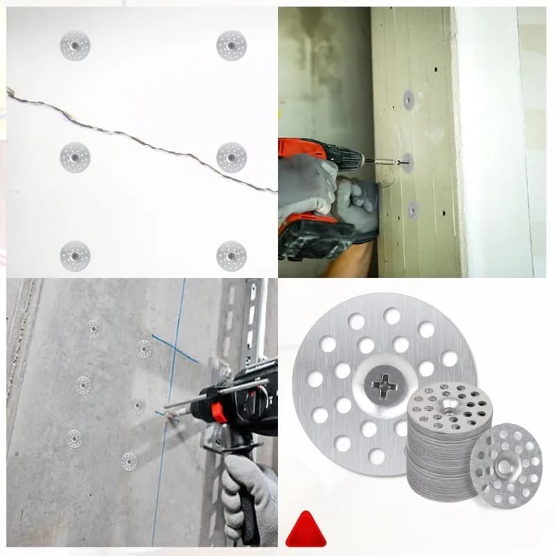 172 pcs Pre-Drilled Center Holes Gypsum Board Washers, great for Wall Crack Fixing, Durable Iron Material